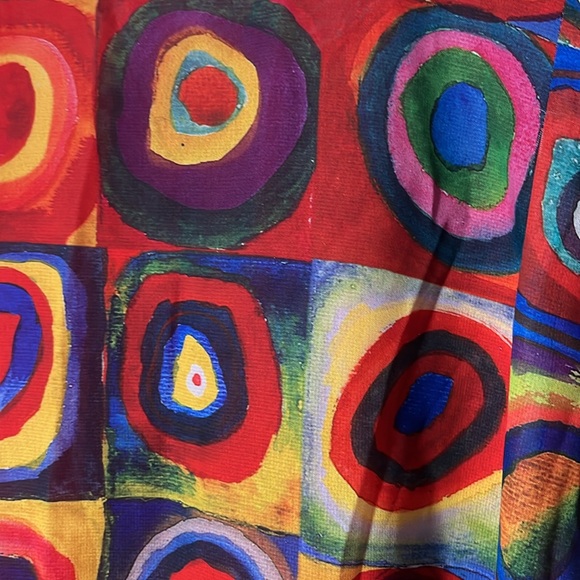 Lindi women’s pull over multicolor top double layer print boat neck semi sheer L - Picture 10 of 13